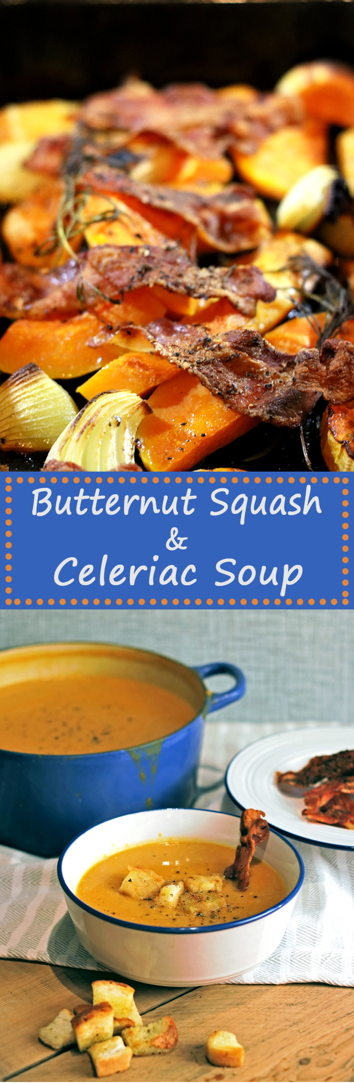 The best soup ever! This Soup recipe sees butternut squash and celeriac together with smokey bacon, and onions. So good! Perfect for Autumn or Fall!