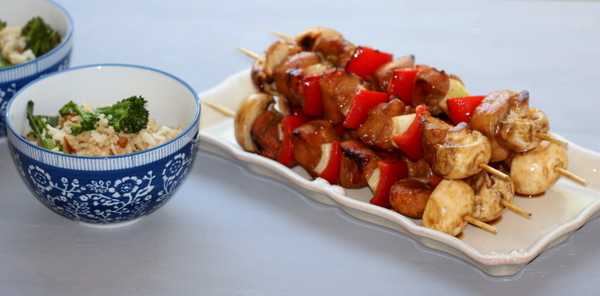 chicken char siu skewers
